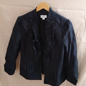 Loft ruffled black blazer size 10